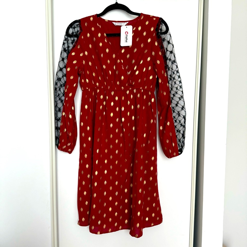 Burgundy & Gold Breastfeeding Ready Dress